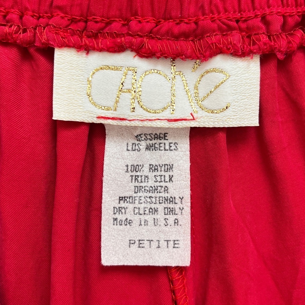 Vintage Late 80s / Early 90s Red Rayon Pleated High Rise Flowy Soft Pants Petite - Picture 5 of 12